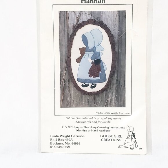 Hannah Goose Girl Creations Applique Sewing Pattern 1985 Linda Garrison - Picture 2 of 5
